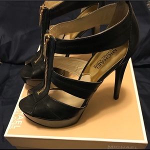Michael Kors Black Berkeley Leather Heels